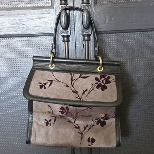 Elegant Floral Black and Brown Shoulder Bag